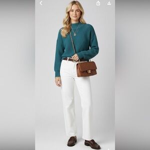 Seven Sisters Turquoise Knit Cropped Mockneck Sweater Size Extra Small